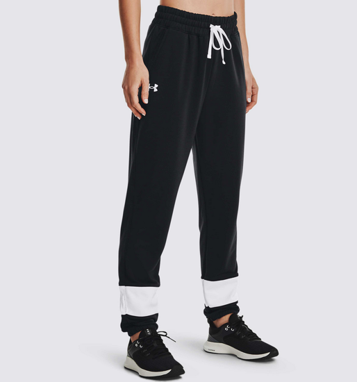 Picture of UNDER ARMOUR ž hlače 1370942-001 RIVAL TERRY FLEECE COLORBLOCK JOGGERS