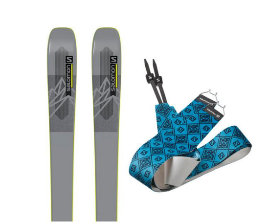 SALOMON turne smuči set L41557500 T QST 92 + SKINS GREY/YELOW