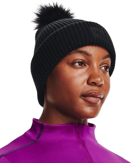 Picture of UNDER ARMOUR kapa 1373098-001 COLDGEAR INFRARED HALFTIME RIBBED POM BEANIE