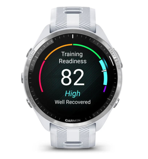 GARMIN športna ura FORERUNNER 965 AMOLED Titanium Bezel with Whitestone Case and Whitestone/Powder Grey Silicone Band