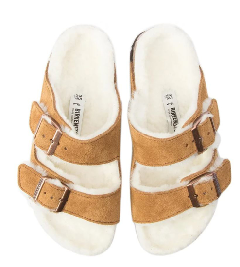 BIRKENSTOCK natikači 1001135 ARIZONA SHEARLING FUR -narrow- mink