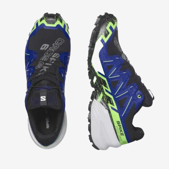 SALOMON m trail copati 472687 SPIKECROSS 6 GTX black/surf the web/green gecko