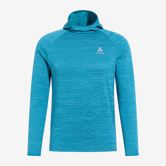 ODLO m tekaška majica 312962 21026 THE MEN'S RUN EASY MID LAYER HOODIE saxony blue melange