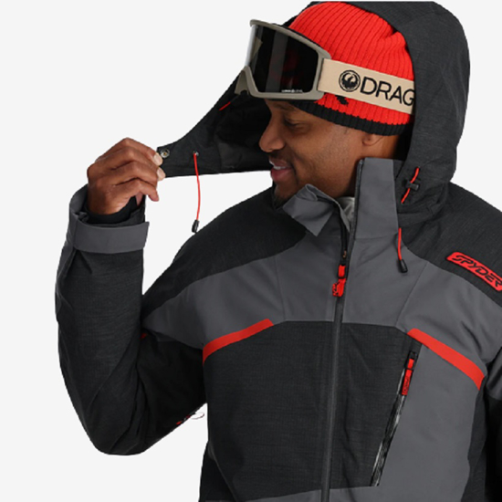 SPYDER m smučarska bunda 38SA075324 POLAR LEADER JACKET dark grey red