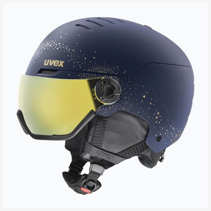 UVEX ž smučarska čelada S5662645 WANTED VISOR WE fleece sparkles/gold matt/mirror gold smoke
