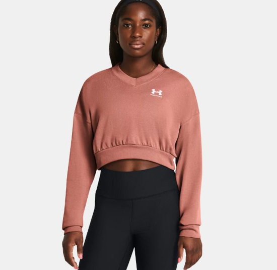 UNDER ARMOUR ž pulover 1382738-696 RIVAL TERRY OVERSIZED canyon pink white