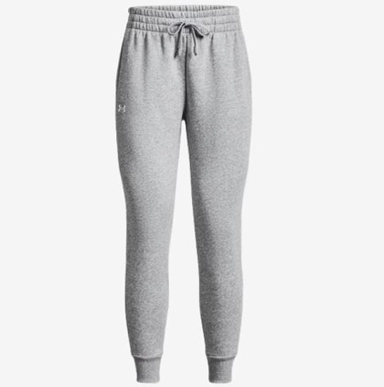 UNDER ARMOUR ž hlače 1379438-012 RIVAL FLEECE JOGGERS mod gray light heather white