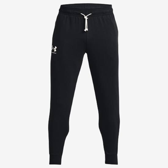 UNDER ARMOUR m hlače 1380843-001 RIVAL TERRY JOGGERS black onyx white