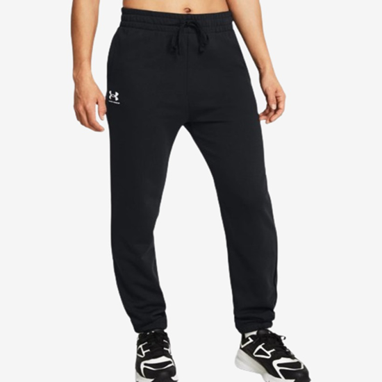 UNDER ARMOUR ž hlače 1382735-001 RIVAL TERRY JOGGERS black white