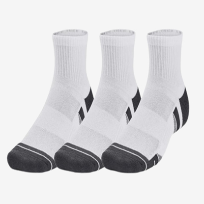UNDER ARMOUR nogavice 1379510-100 PERFORMANCE TECH QUARTER SOCKS 3-PAIR white