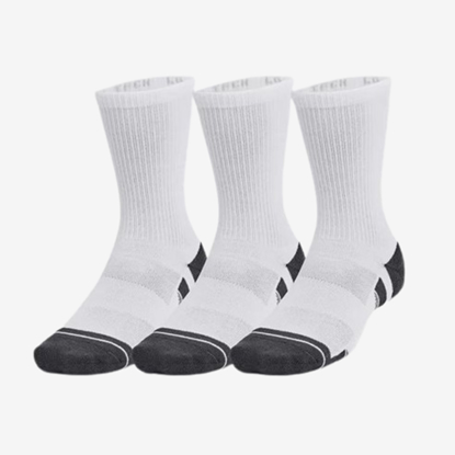 UNDER ARMOUR nogavice 1379512-100 PERFORMANCE TECH 3-PACK CREW SOCKS white grey