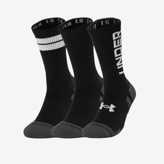 UNDER ARMOUR nogavice 1379515-002 PERFORMANCE TECH 3-PACK CREW SOCKS black grey