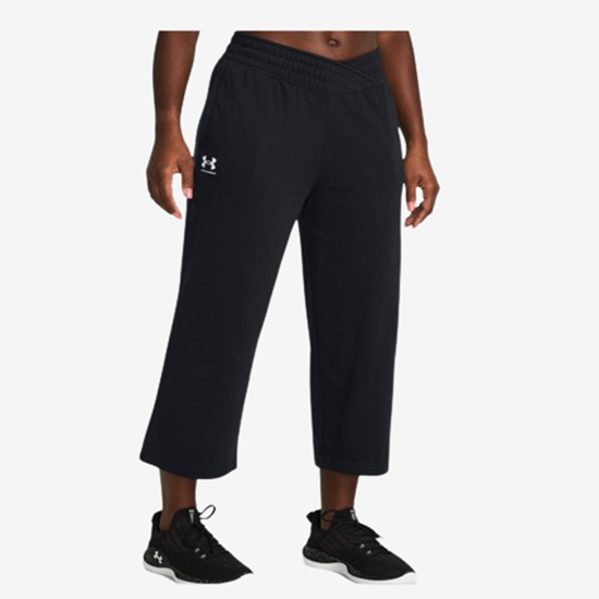 UNDER ARMOUR ž hlače 1382737-001 UA RIVAL TERRY WIDE LEG CROP PANTS black