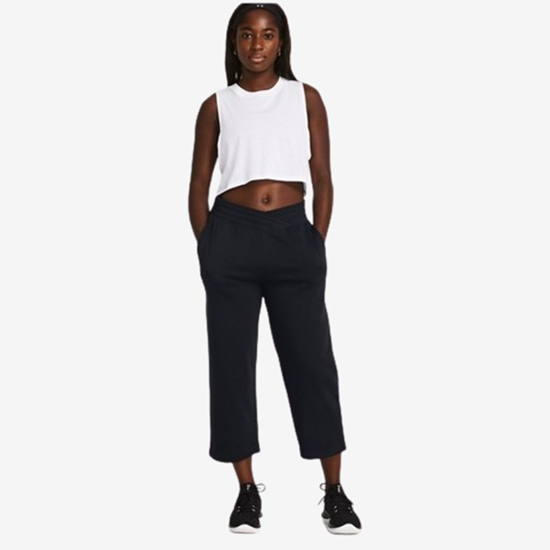 UNDER ARMOUR ž hlače 1382737-001 UA RIVAL TERRY WIDE LEG CROP PANTS black