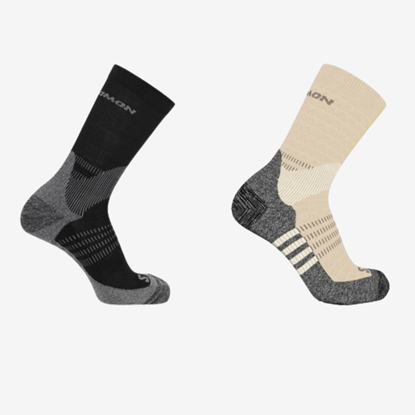 SALOMON pohodne nogavice 2256800 X ULTRA ACCESS CREW 2-PACK bleached sand/black