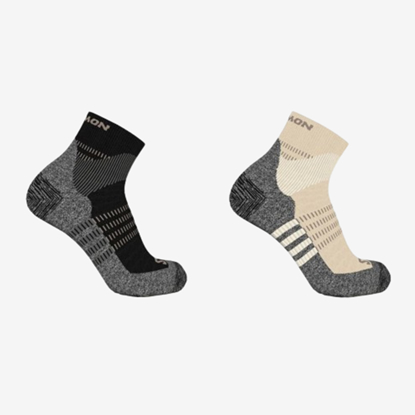 SALOMON pohodne nogavice 2257000 X ULTRA ACCESS QUARTER 2-PACK bleached sand/black