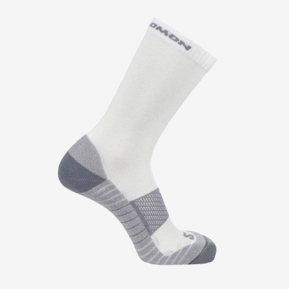 SALOMON tekaške nogavice 2080600 AERO CREW white/quarry/quiet shade