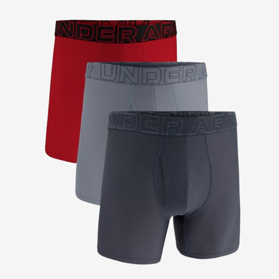 UNDER ARMOUR m spodnje hlače 1383884-044 PERFORMANCE TECH MESH 6'' 3-PACK BOXERJOCK®  downpour gray gravel