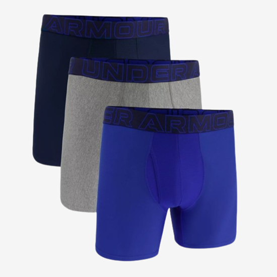 UNDER ARMOUR m spodnje hlače 1383878-400 PERFORMANCE TECH 6'' 3-PACK BOXERJOCK® royal steel full heather