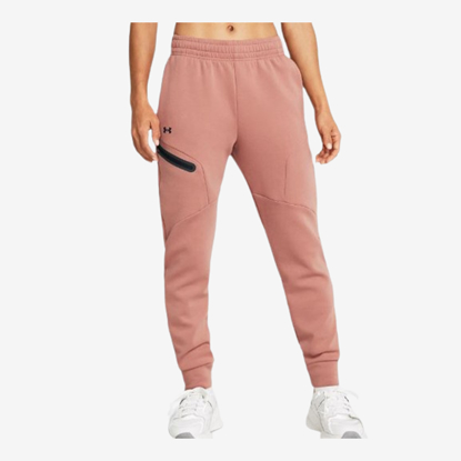 UNDER ARMOUR ž hlače 1379846-696 UNSTOPPABLE FLEECE JOGGERS canyon pink black