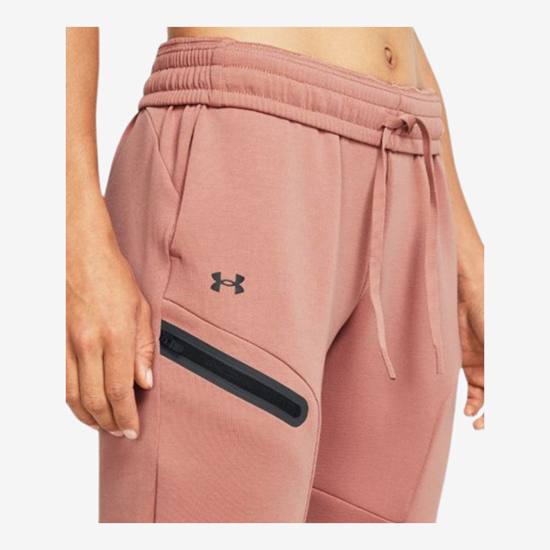 UNDER ARMOUR ž hlače 1379846-696 UNSTOPPABLE FLEECE JOGGERS canyon pink black