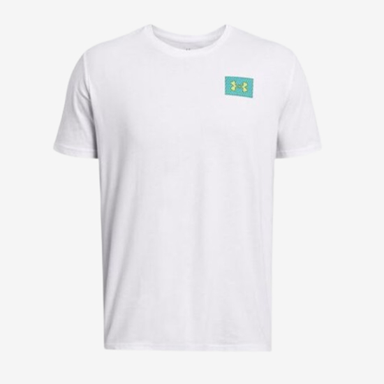 UNDER ARMOUR m majica 1382828-100COLOR BLOCK LOGO LEFT CHEST SHORT SLEEVE white