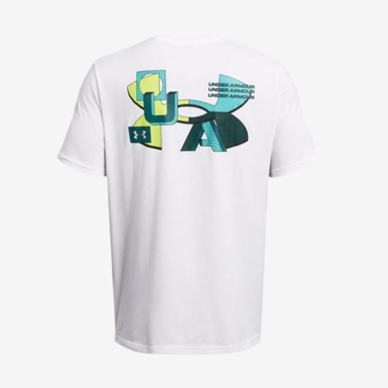 UNDER ARMOUR m majica 1382828-100COLOR BLOCK LOGO LEFT CHEST SHORT SLEEVE white