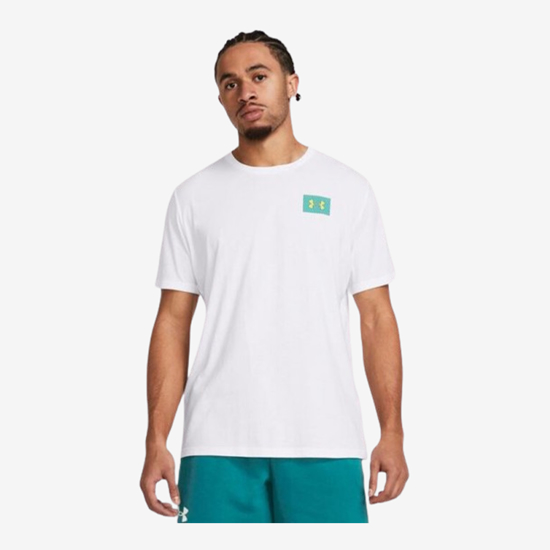 UNDER ARMOUR m majica 1382828-100COLOR BLOCK LOGO LEFT CHEST SHORT SLEEVE white