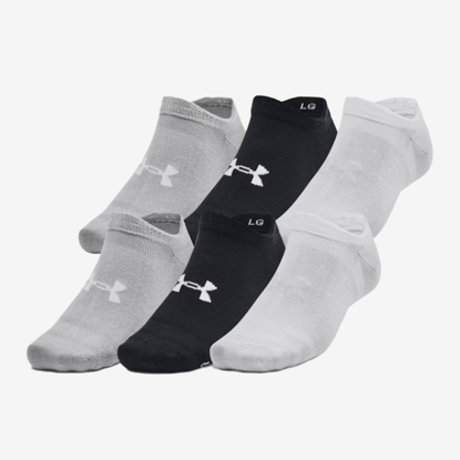 UNDER ARMOUR nogavice 1382611-002 ESSENTIAL 6-PACK NO-SHOW SOCKS black halo gray