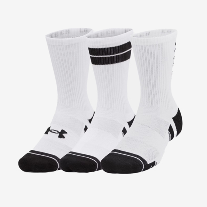 UNDER ARMOUR nogavice 1379515-101 PERFORMANCE TECH 3-PACK CREW SOCKS white black