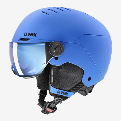 UVEX otr smučarska čelada S5662632 ROCKET JR VISOR blue matt