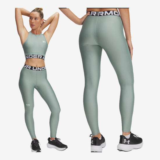 UNDER ARMOUR ž legice 1383559-348 HEATGEAR LEGGINGS silica green white