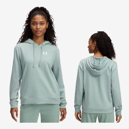 UNDER ARMOUR ž kapucar 6005511-348 RIVAL TERRY HOODIE silica green white