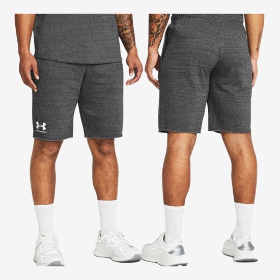 UNDER ARMOUR m hlače 1361631-025 RIVAL TERRY SHORTS castlerock light heather onyx white