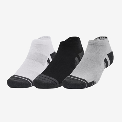 UNDER ARMOUR nogavice 1379504-011 PERFORMANCE TECH LOW SOCKS 3-PACK grey white black