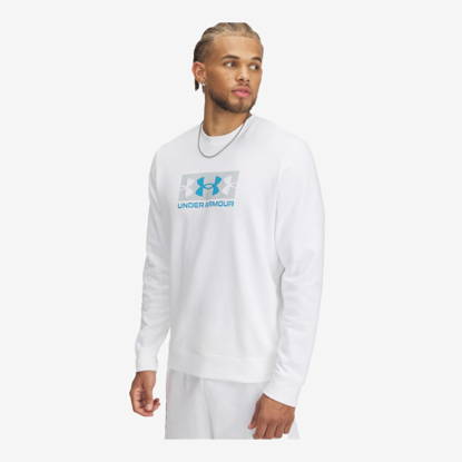 UNDER ARMOUR m pulover 1390140-100 RIVAL TERRY LOGO white mod gray