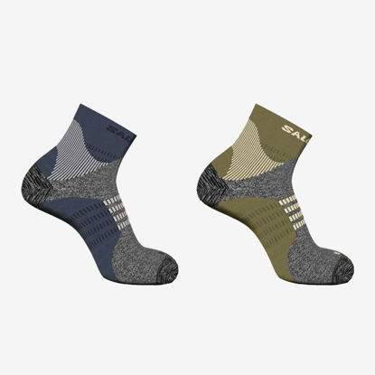 SALOMON pohodne nogavice 2371900 X ULTRA ACCESS QUARTER 2-PACK gothic olive/grisaille