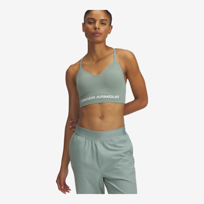 UNDER ARMOUR ž trening top 1384417-348 VANISH SEAMLESS LOW SPORTS BRA silica green white