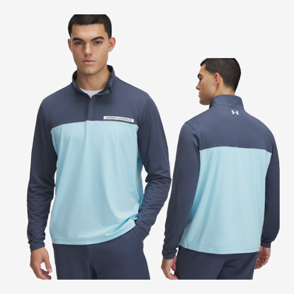 UNDER ARMOUR m golf majica 1389878-044 TEE TO GREEN ¼ ZIP downpour gray stream