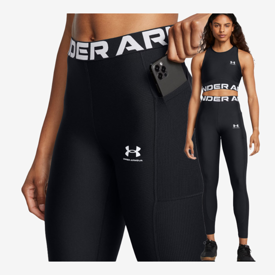 UNDER ARMOUR ž legice 1388693-001 HEATGEAR RIB LEGGINGS black