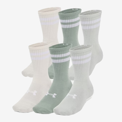 UNDER ARMOUR nogavice 1387058-377 ESSENTIAL 6-PACK CREW SOCKS hydro green white