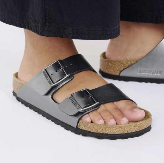 BIRKENSTOCK natikači 1029224 ARIZONA METALIC -narrow- metallic black