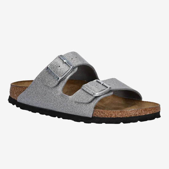 BIRKENSTOCK natikači 1029468 ARIZONA KIDS -narrow- sparkling light silver