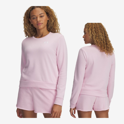 UNDER ARMOUR ž pulover 1389659-647 RIVAL TERRY CREW prime pink white