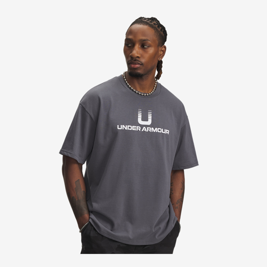 UNDER ARMOUR m majica 6005150-025 U LOGO HEAVYWEIGHT SHORT SLEEVE castlerock white