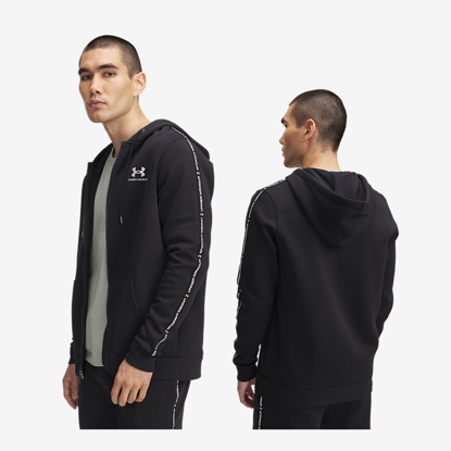 UNDER ARMOUR m jopica 1390298-001 ICON FLEECE TAPPING FULL-ZIP HOODIE black white