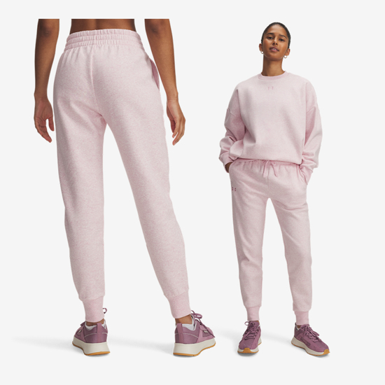 UNDER ARMOUR ž hlače 1379438-649 RIVAL FLEECE JOGGERS prime pink