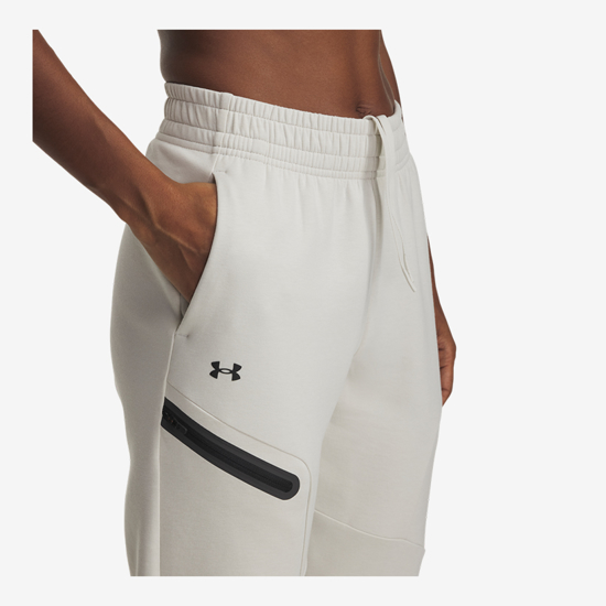 	UNDER ARMOUR ž hlače 1379846-110 UNSTOPPABLE FLEECE JOGGERS sum white black