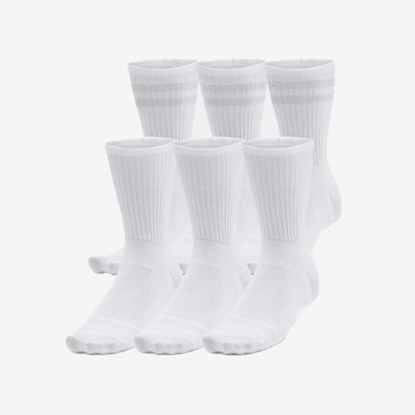 UNDER ARMOUR nogavice 1387058-100 ESSENTIAL 6-PACK CREW SOCKS white grey