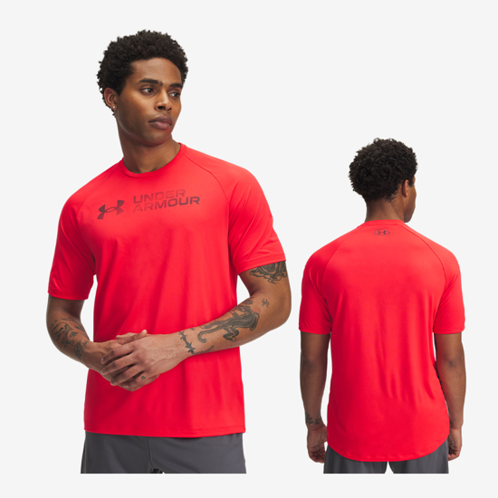 UNDER ARMOUR m majica 6005116-713 TECH REFLECTIVE MEN'S SHORT SLEEVE raced red dark maroon